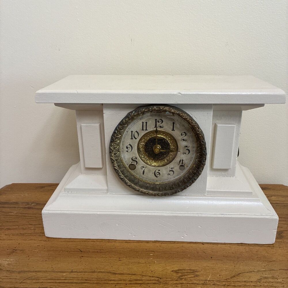 Antique E. INGRAHAM Clock- Repurposed To A Quartz Battery Movement  9.5 X 15X 7